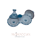 Moroccan SAFI Double mini Tajine Hand Crafted - طاجين مغربي آسفي مزدوج صغير مصنوع يدويًا