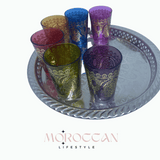 Set of 6 Moroccan Tea Glasses Artisanal Hand painted - مجموعة من 6 أكواب شاي مغربية مرسومة يدويًا