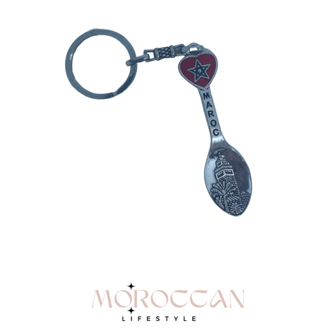 Very nice Moroccan Keychain Spoon with Moroccan Flag , beautiful design, craft keychain  - ميدالية مفاتيح مغربية جميلة جداً شكل ملعقة مع علم المغرب، تصميم جميل، ميدالية مفاتيح حرفية