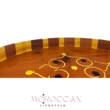 Wonderful Oval Moroccan wooden tray, made of rare thuya wood, Handmade Morocco, best tray - صينية بيضاوية خشبية مغربية رائعة مصنوعة من خشب الثوجا النادر صناعة يدوية مغربية