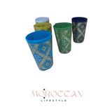 Premium Set of 6 Moroccan Tea Glasses Artisanal Hand painted - مجموعة  بريميوم من 6 أكواب شاي مغربية مرسومة يدويًا