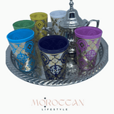 Premium Set of 6 Moroccan Tea Glasses Artisanal Hand painted - مجموعة  بريميوم من 6 أكواب شاي مغربية مرسومة يدويًا