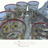 Simple  Set of 6 Moroccan Tea Glasses Artisanal Hand painted - مجموعة من 6 أكواب شاي مغربية مرسومة يدويًا